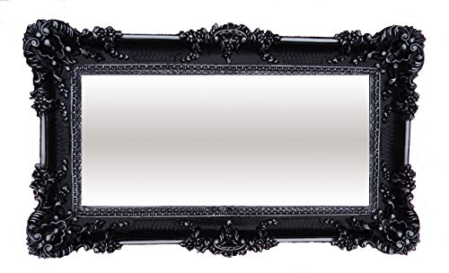 Lnxp Wandspiegel 96x57cm Barockspiegel Rechteckig in Schwarz Silber Dualcolor Barock Wanddeko Dekoration Antik Spiegel mit Rahmen 75SP von Lnxp