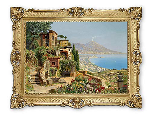 Lnxp Wunderschönes Gemälde 70x90 cm Künstler; A. Arnegger ´Die Bucht von Neapel ´Bild Bilder Barock Rahmen Antik Repro Renaissance als Gemälde & hochwertige Kunstreproduktion 58B von Lnxp