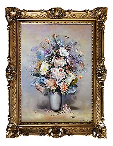 Lnxp Wunderschönes Gemälde Stillleben 90x70 cm Bilder Barock Antik Repro Rahmen Blumen Vase Blumenparadise 58B von Lnxp