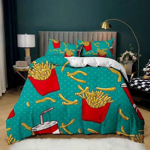 LoCzek Bettwäsche 135x200 Pommes Frites Bettbezug 135 x 200 Cola 2er Set für Kinder, Mikrofaser Bettwäsche Set und 1 Kissenbezug 80x80, Weiche Atmungsaktive Bettwäsche-Sets mit Reißverschluss LoCzek Bettwäsche 135x200 Pommes Frites Bettbezug 135 x 200 Cola 2er Set für Kinder, Mikrofaser Bettwäsche Set und 1 Kissenbezug 80x80, Weiche Atmungsaktive Bettwäsche-Sets mit Reißverschluss von LoCzek