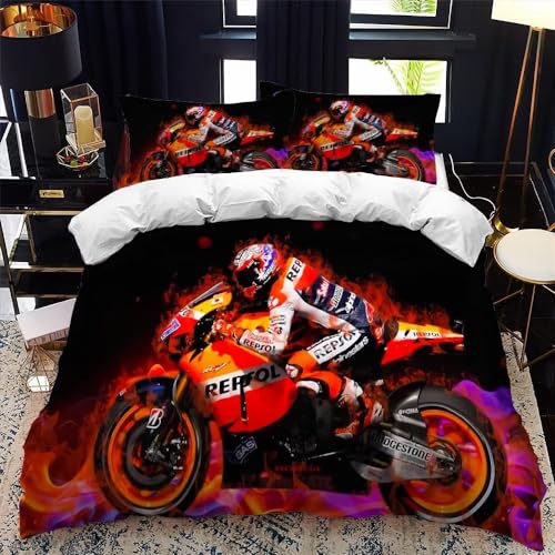 LoCzek Bettwäsche 140x200 Motorrad Bettwäsche 140x200 Flamme 2er Set für Kinder, Mikrofaser Bettwäsche Set und 1 Kissenbezug 80x80, Weiche Atmungsaktive Bettwäsche-Sets mit Reißverschluss LoCzek Bettwäsche 140x200 Motorrad Bettwäsche 140x200 Flamme 2er Set für Kinder, Mikrofaser Bettwäsche Set und 1 Kissenbezug 80x80, Weiche Atmungsaktive Bettwäsche-Sets mit Reißverschluss von LoCzek