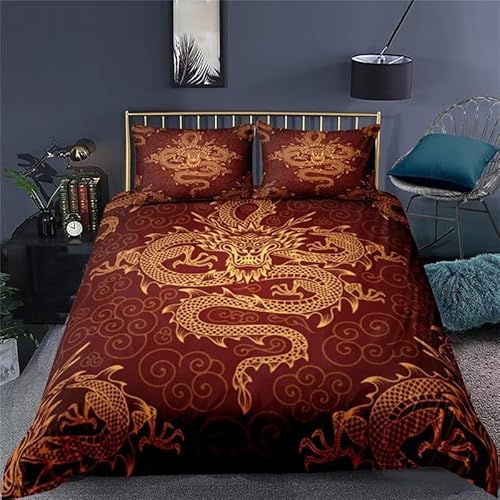LoCzek Bettwäsche 155x220 Chinesischer Drache Bettwäsche 155x220 Wolken 3 teilig Set, Mikrofaser Bettwäsche Set und 2 Kissenbezug 80x80, Weiche Atmungsaktive Bettwäsche-Sets mit Reißverschluss LoCzek Bettwäsche 155x220 Chinesischer Drache Bettwäsche 155x220 Wolken 3 teilig Set, Mikrofaser Bettwäsche Set und 2 Kissenbezug 80x80, Weiche Atmungsaktive Bettwäsche-Sets mit Reißverschluss von LoCzek