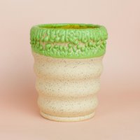 Funky Green Gloopy Tumbler - Tangerine Gesprenkeltes Weinglas Gewellte Wasserschale Versandfertig von LoFiPotter