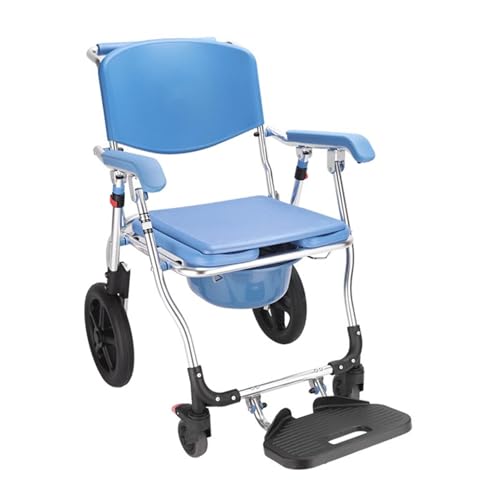 LoJax 4-in-1-Kranken-Kommode-Stuhl, Duschstuhl Mit Rädern, Duschrollstuhl Für Innendusche, Rollender Duschstuhl, Toilettenstuhl Für Ältere Menschen, Patienten, Behinderte, 150 Kg Gewichtskapazität von LoJax