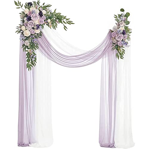 LoJax Hochzeitsbogenblumen Mit Vorhang-Kit (4er-Pack) - 2 Stück Kunstblumen-Swag Und 2 Stück Drapierungsstoff Für Die Dekoration Der Hochzeitszeremonie Im Freien von LoJax