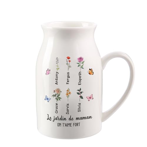 Personalisierte Keramik Vase Oma Mama Vasen mit Gravur 1-6 Namen Geschenk für den Muttertag Geburtstage Weihnachtstag (6 Namen) von LoLaTide