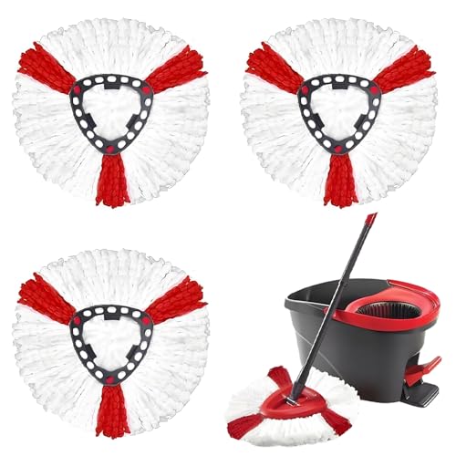 LoNinLoAn 3 Stück Mikrofaser Mopp-Ersatzköpfe für Vileda Turbo 2-in-1 EasyWring&Clean, Moppköpfe für Boden, Rot LoNinLoAn 3 Stück Mikrofaser Mopp-Ersatzköpfe für Vileda Turbo 2-in-1 EasyWring&Clean, Moppköpfe für Boden, Rot von LoNinLoAn