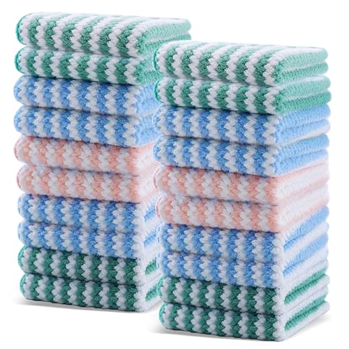 LoNinLoAn 20 Stück Mikrofasertücher Reinigungstücher, Mikrofaser Reinigungstuch Allzwecktücher, Streifenfreie Putztücher, Putzlappen, Mehrzweck Korallenvlies Putztuch (25 * 25cm) von LoNinLoAn