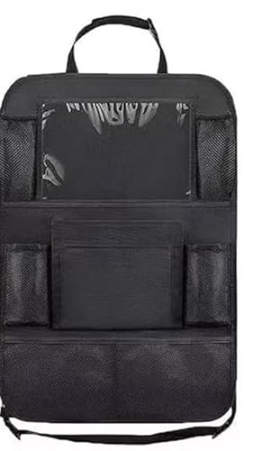 LoNinLoAn Auto Rückenlehnenschutz 2 Stück Autositz Rücksitz Organizer für bis zu 11-Zoll Tablet with 8 Taschen 600D Oxford Stoff Wasserdicht, Rücksitzschoner Kinder mit Tablet Fach (Schwarz) von LoNinLoAn