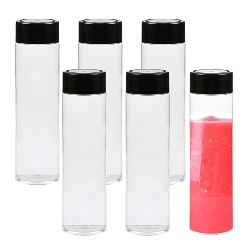 LoNinLoAn Leere Kunststoff-Saftflaschen mit schwarzem Deckel, transparent, wiederverwendbar, sensorische Smoothie-Flaschen, PET-Kunststoffflaschen, für hausgemachte Saft-Getränke und Milch, 6 Stück LoNinLoAn Leere Kunststoff-Saftflaschen mit schwarzem Deckel, transparent, wiederverwendbar, sensorische Smoothie-Flaschen, PET-Kunststoffflaschen, für hausgemachte Saft-Getränke und Milch, 6 Stück von LoNinLoAn