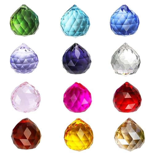 Mehrfarbig Feng Shui Facettiertes 12 Stück Kristallkugelprisma 30 MM Sonnenfänger Kristall, Kristallglaskugel Prisma Kristall für Fotografie, Gartenfensterdekoration Mehrfarbig Feng Shui Facettiertes 12 Stück Kristallkugelprisma 30 MM Sonnenfänger Kristall, Kristallglaskugel Prisma Kristall für Fotografie, Gartenfensterdekoration von LoNinLoAn