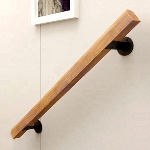 Buche Holz Handlauf -Set Komplett Mit Metall Wandhaltern.Treppengeländer Geländer,wandhandlauf Wand Treppe Für Innen Und Außen Rutschfester Sicherheitsgeländer Für ältere(Size:2.6ft/80cm) von LoRier