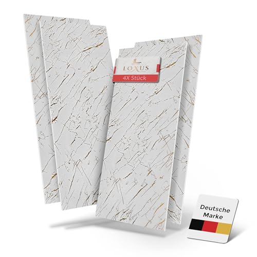 LoXus-Wandpaneele Marmoroptik Weiß mit Gold–PVC Wandverkleidung–küchenrückwand 4 Pcs 120x60cm- Duschrückwand & Küchenrückwand –Wasserfeste 3D Deko Paneele für Bad,Dusche, Küche, Wohnzimmer & TV Wand LoXus-Wandpaneele Marmoroptik Weiß mit Gold–PVC Wandverkleidung–küchenrückwand 4 Pcs 120x60cm- Duschrückwand & Küchenrückwand –Wasserfeste 3D Deko Paneele für Bad,Dusche, Küche, Wohnzimmer & TV Wand von LoXus