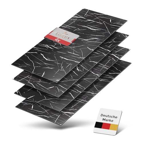 LoXus-Wandpaneele Marmoroptik –PVC Wandverkleidung–küchenrückwand -120x60cm- Duschrückwand & Küchenrückwand –Wasserfeste 3D Deko Paneele für Bad,Dusche, Küche (Nero Marquina, 4 X Panels) von LoXus