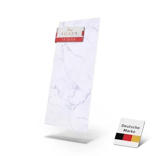 LoXus-Wandpaneele Marmoroptik –PVC Wandverkleidung–küchenrückwand -120x60cm- Duschrückwand & Küchenrückwand –Wasserfeste 3D Deko Paneele für Bad,Dusche, Küche-1 X Panel-Calacatta Weiß Marmoroptik von LoXus