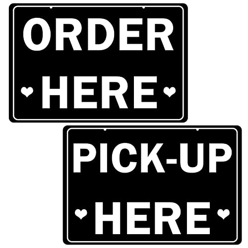 Schild mit Aufschrift "Order Here Pick Up Here", doppelseitig, Aufschrift "Order Heres", mit 4 Bindfäden, perfekt für Restaurants, Cafés und Bars, Bäckerei, Eiscremeständer, Dekoration, Pick-Up-Kiosk, von LoYinLo