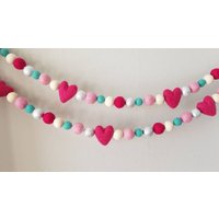 Filz-Herz-Girlande Pink, Türkis Und Silber - 1, 5 M von LoaLyInc