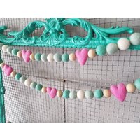 Herz-Girlande Aus Filz Rosa & Mint Valentinstag Dekor 1, 5M von LoaLyInc