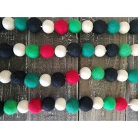 Weihnachtsgirlande 1, 50M Filzkugel & Holzperle Kariert von LoaLyInc