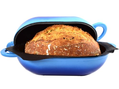 LoafNest: Unglaublich einfaches Artisan-Brot-Set. Dutch Oven aus Gusseisen [kompakte 2-Quart-Größe] und perforierte, antihaftbeschichtete Silikon-Auskleidung. von LoafNest