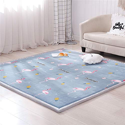 Loartee Kinderteppich Kinderzimmer,Baby Teppich,Korallenrote Samtmatte,als Krabbeldecke fürs Kind, Flamingo, 200 * 240cm von Loartee