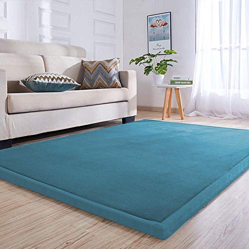 Loartee Samtmatte Teppich Matte,Kinderteppich Krabbeldecke Groß,3cm Dick Krabbelteppich,Gymnastik Teppich,für Baby,Kinderzimmer,Schlafzimmern(Blau,150x200cm) von Loartee