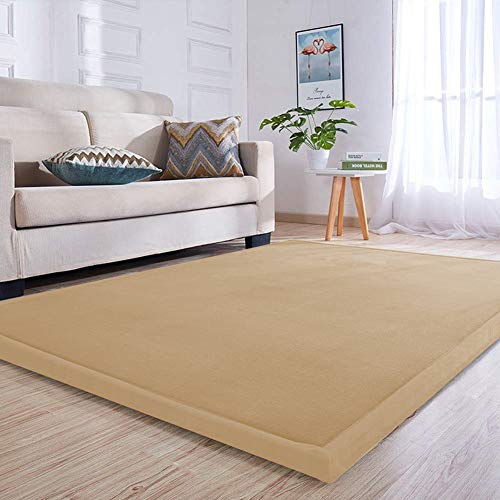 Loartee Samtmatte Teppich Matte,Kinderteppich Krabbeldecke Groß,3cm Dick Krabbelteppich,Gymnastik Teppich,für Baby,Kinderzimmer,Schlafzimmern(Khaki,150x150cm) von Loartee