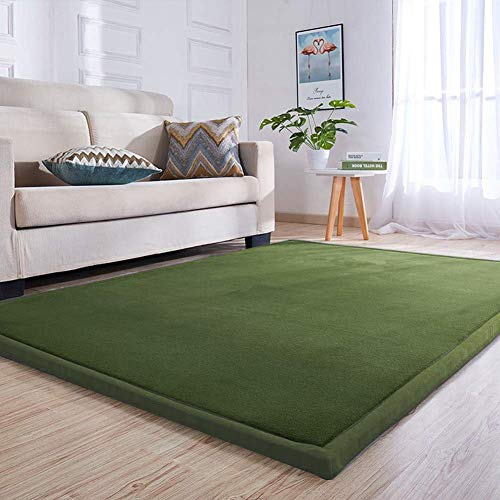 Loartee Samtmatte Teppich Matte,Kinderteppich Krabbeldecke Groß,3cm Dick Krabbelteppich,Gymnastik Teppich,für Baby,Kinderzimmer,Schlafzimmern(Olivgrün,180x200cm) von Loartee