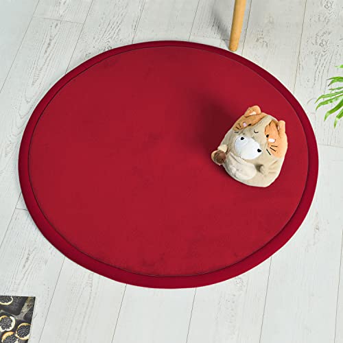 Loartee korallenrote Samtmatte Teppich Rund, als Krabbeldecke fürs Kind,2,5cm Dicker Kinderteppich,Rotwein,120cm Loartee korallenrote Samtmatte Teppich Rund, als Krabbeldecke fürs Kind,2,5cm Dicker Kinderteppich,Rotwein,120cm von Loartee