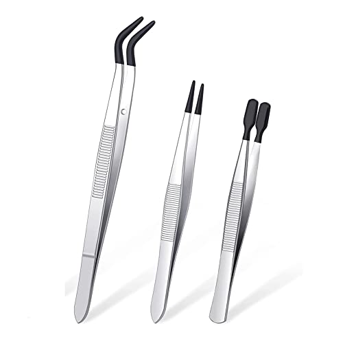 Lobamop 3-Teilige Pinzetten mit Gummispitzen Pinzetten PVC-Beschichtetes Pinzetten-Set, Gummipinzetten mit Gerader und Flacher Spitze Schwarz Lobamop 3-Teilige Pinzetten mit Gummispitzen Pinzetten PVC-Beschichtetes Pinzetten-Set, Gummipinzetten mit Gerader und Flacher Spitze Schwarz von Lobamop