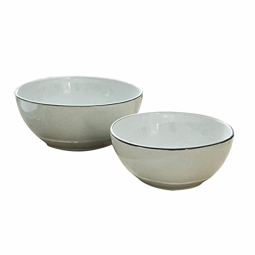 LOBERON Schüssel 2er Set Biarré, zwei Größen, stapelbar, mediterraner Charakter, schlichtes Design, Geschirr, Tischaccessoires, Küchenzubehör, Steinzeug, grau von Loberon