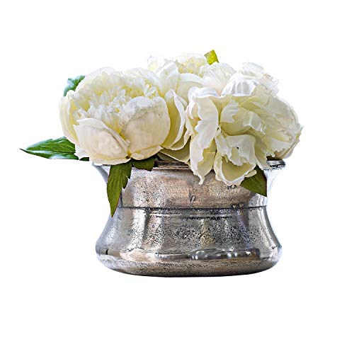 LOBERON Vase Fullerton, matt gebürstet, ideal für kleine Sträuße, Blumenvase, Wohnaccessoire, Übertopf, Wohnzimmer-Dekoration, Aluminiumguss, antiksilber von Loberon