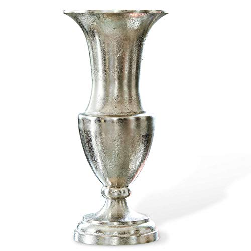 LOBERON Vase Gilberta, prächtig und modern zugleich, schlankes Design, für Trockenblumen, Blumen & Efeu, Wohndekoration, Aluminiumguss, antiksilber von Loberon