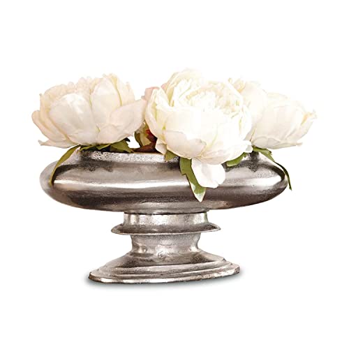 LOBERON Vase Loyère | Dekoration Vase In Pokalform | Für Trockenblumen, Blumen & Efeu | Deko Wohnzimmer | Massiver Aluminiumguss | 16 x 31 x 18 cm, antiksilber von Loberon