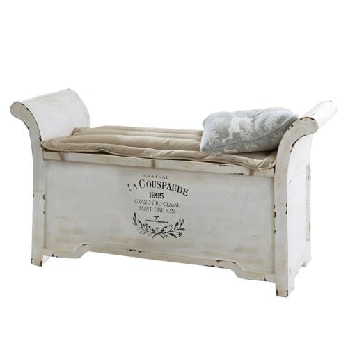 LOBERON Bank Andance Antikweiß - Sitzbank mit Verstecktem Stauraum im Shabby-Chic - aus Massivem Mangoholz - mit Canvas-Kissen - 63cm x 120cm x 42cm LOBERON Bank Andance Antikweiß - Sitzbank mit Verstecktem Stauraum im Shabby-Chic - aus Massivem Mangoholz - mit Canvas-Kissen - 63cm x 120cm x 42cm von Loberon