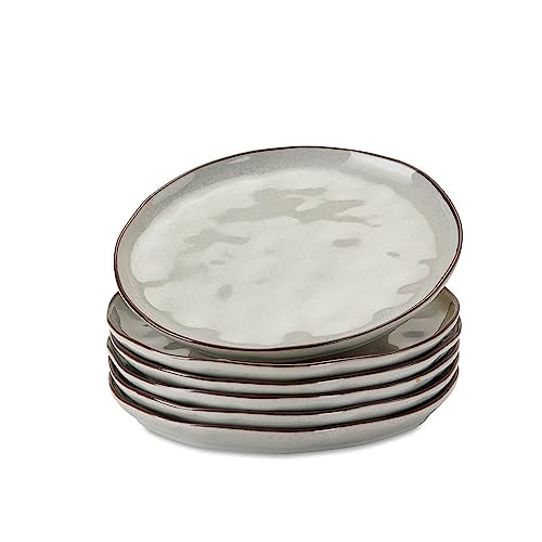 LOBERON Dessertteller 6er Set Biarré, unebenes, ursprüngliches Design, mediterraner Charakter, Geschirr, spülmaschinenfest, Tischaccessoires, Steinzeug, grau von Loberon