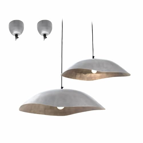 LOBERON Hängelampe 2er Set Gariés, Hängeleuchten in zwei Größen, gebürstetes Finish, Industrial-Style mit Loft-Flair, Aluminium, silber von Loberon