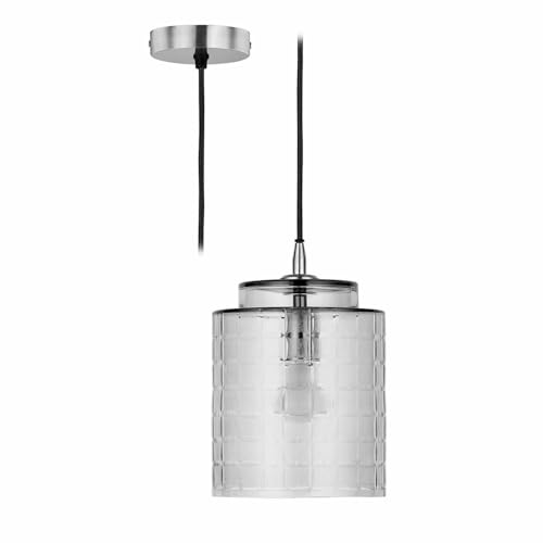 LOBERON Hängelampe Eldarion, Mundgeblasen, Handgeschliffene Muster, Matt-texturierte Oberfläche, Hängeleuchte, Wohn-Accessoire, Glas, Eisen, grau von Loberon