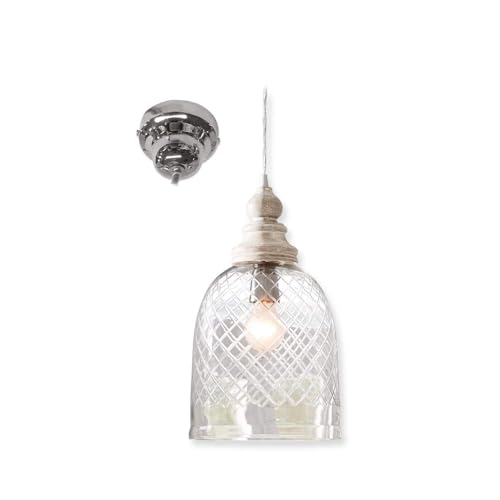 LOBERON Hängelampe Junia, kunstvollem Rautenschliff, charmanter Material-Mix, Wohn-Accessoire, Hängeleuchte, Esstischlampe, Mangoholz, Glas, klar LOBERON Hängelampe Junia, kunstvollem Rautenschliff, charmanter Material-Mix, Wohn-Accessoire, Hängeleuchte, Esstischlampe, Mangoholz, Glas, klar von Loberon