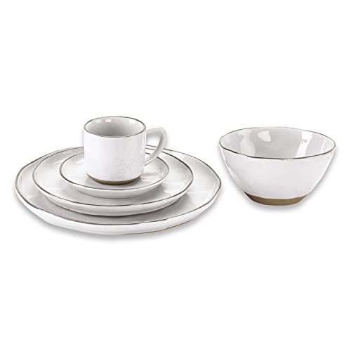 LOBERON Geschirr 30er Set Biarré - Handgetöpferte Optik, Steinzeug, Komplettset für 6 Personen, weiß von Loberon