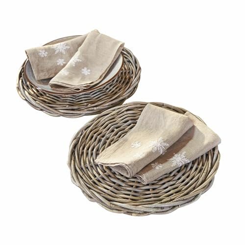 LOBERON Platzteller 2er Set Bland, handgeflochten, zeitloses Design, mediterranes Flair, Platzset, Tischdekoration, Tischaccessoires, Rattan, braun von Loberon