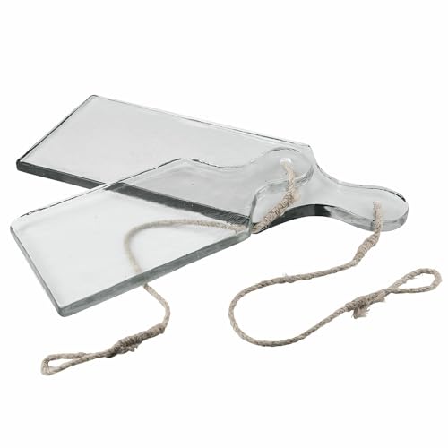 LOBERON Schneidebrett 2er Set Arous, zwei unterschiedliche Größen, äußerst robust, modernes Design, Küchenutensilien, Küchenbrett, Glas, Jute, klar von Loberon