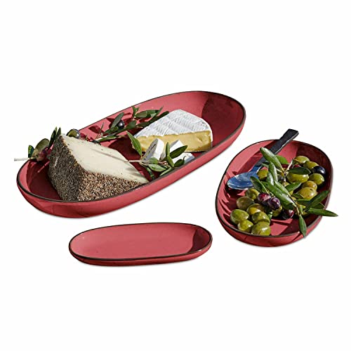 LOBERON Servierplatte 3er Set Biarré, Verschiedene Größen, Handgetöpfert, Mediterraner Charakter, Spülmaschinenfest, Geschirr, Tischaccessoires, Steinzeug, rot LOBERON Servierplatte 3er Set Biarré, Verschiedene Größen, Handgetöpfert, Mediterraner Charakter, Spülmaschinenfest, Geschirr, Tischaccessoires, Steinzeug, rot von Loberon