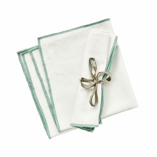 LOBERON Serviette 2er Set Tarivelle, creme/grün von Loberon