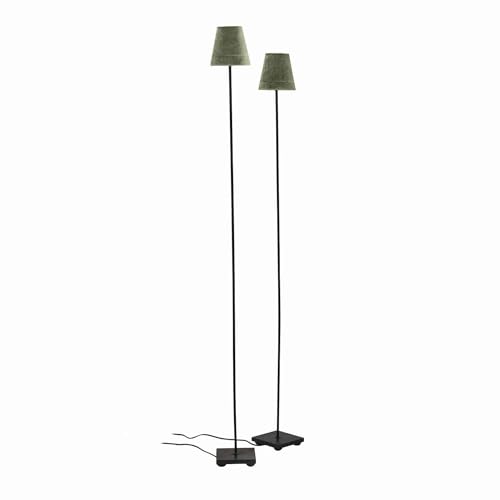 LOBERON Stehlampe 2er Set Tacoma, Eisen, Baumwollsamt, H/B/T/Ø ca. 146/14/14/14 cm, khaki/schwarz von Loberon