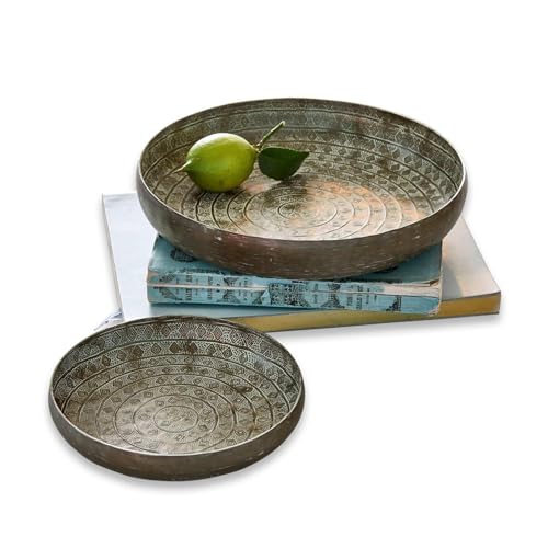 LOBERON Tablett 2er Set Birse, in zwei Größen, orientalischer Charme, Serviertablett mit edlem Antik-Finish, Tischdekoration, Tischaccessoires, Aluminium, antikbronze LOBERON Tablett 2er Set Birse, in zwei Größen, orientalischer Charme, Serviertablett mit edlem Antik-Finish, Tischdekoration, Tischaccessoires, Aluminium, antikbronze von Loberon