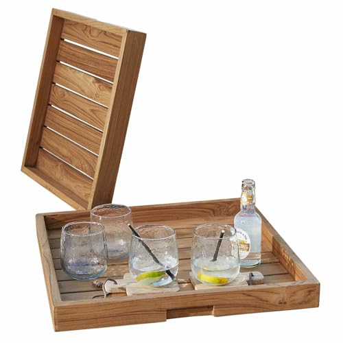 LOBERON Tablett 2er Set Uvixole, zwei Größen, Einzigartige Maserung, mit Seitlichen Griffaussparungen, Ineinander Stapelbar, Serviergeschirr, Dekoration, Teakholz, braun LOBERON Tablett 2er Set Uvixole, zwei Größen, Einzigartige Maserung, mit Seitlichen Griffaussparungen, Ineinander Stapelbar, Serviergeschirr, Dekoration, Teakholz, braun von Loberon