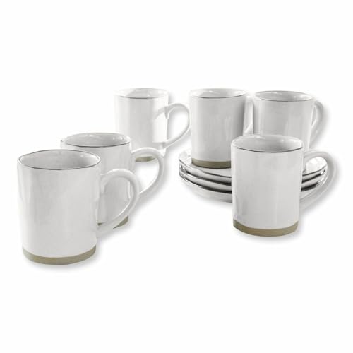 LOBERON Tasse 6er Set Biarré, handgefertigt & glasiert, unebenmäßiges Design, farblicher Zierrand, hohe Becherform, Tischaccessoires, Steinzeug, weiß LOBERON Tasse 6er Set Biarré, handgefertigt & glasiert, unebenmäßiges Design, farblicher Zierrand, hohe Becherform, Tischaccessoires, Steinzeug, weiß von Loberon