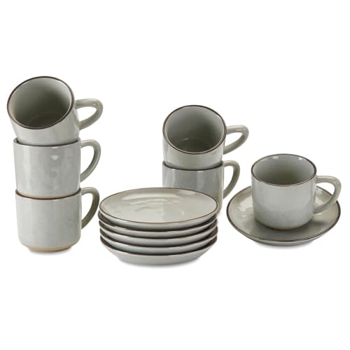 LOBERON Tasse mit Untertasse 6er Set Biarré, ursprünglicher, natürlicher Charakter, Geschirr mit mediterranen Charme, spülmaschinenfest, Tischaccessoires, Steinzeug, grau LOBERON Tasse mit Untertasse 6er Set Biarré, ursprünglicher, natürlicher Charakter, Geschirr mit mediterranen Charme, spülmaschinenfest, Tischaccessoires, Steinzeug, grau von Loberon
