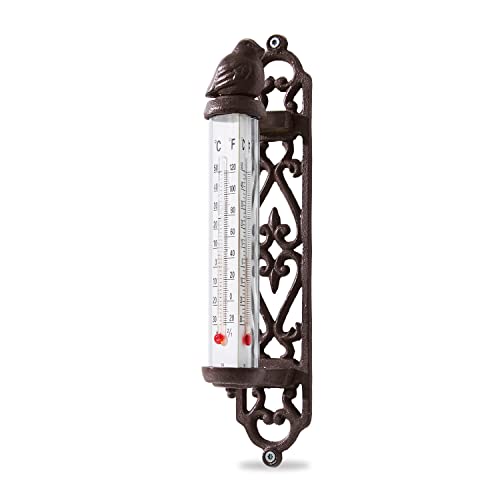 LOBERON Thermometer Binyamin, Eisen, Glas, H/B/T ca. 26/9 / 5 cm, braun, braun von Loberon
